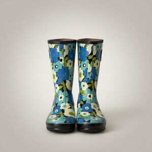 Bogs Rain Boots Blue Spring Flower Rubber Waterproof Gardening Women's Size 11